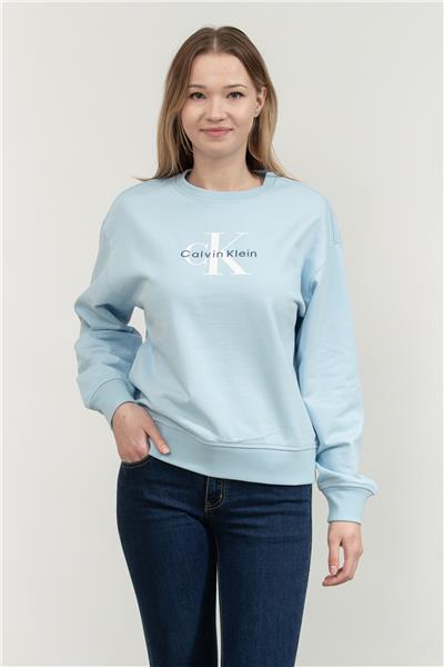 Calvin Klein Ls Monologo French Terry Rlxd Cn Kadın Bisiklet Yaka Sweatshirt