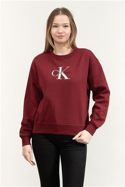Calvin Klein Ls Monologo French Terry Rlxd Cn Kadın Bisiklet Yaka Sweatshirt