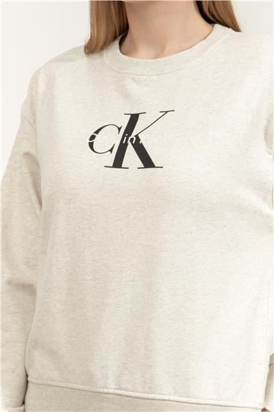 Calvin Klein Ls Monologo French Terry Rlxd Cn Kadın Bisiklet Yaka Sweatshirt