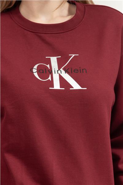 Calvin Klein Ls Monologo French Terry Rlxd Cn Kadın Bisiklet Yaka Sweatshirt