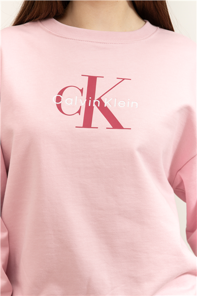 Calvin Klein Ls Monologo French Terry Rlxd Cn Kadın Bisiklet Yaka Sweatshirt
