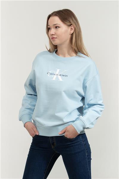 Calvin Klein Ls Monologo French Terry Rlxd Cn Kadın Bisiklet Yaka Sweatshirt