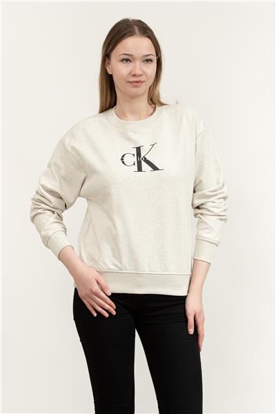 Calvin Klein Ls Monologo French Terry Rlxd Cn Kadın Bisiklet Yaka Sweatshirt