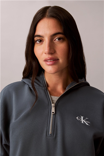 Calvin Klein Ls Monologo Terry Cropped Tie Hz Kadın Kapüşonlu Sweatshirt