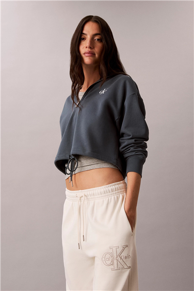 Calvin Klein Ls Monologo Terry Cropped Tie Hz Kadın Kapüşonlu Sweatshirt