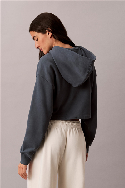 Calvin Klein Ls Monologo Terry Cropped Tie Hz Kadın Kapüşonlu Sweatshirt