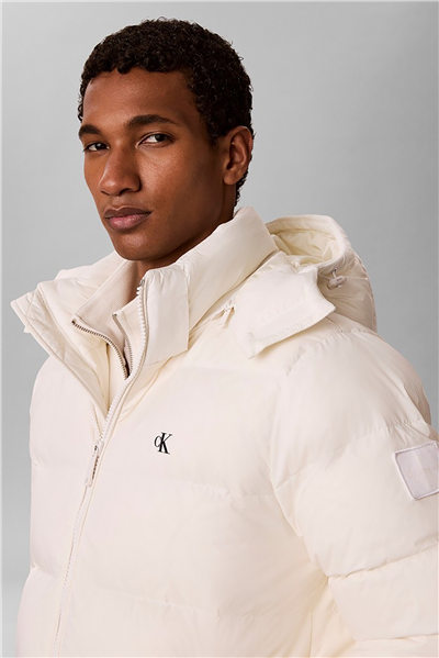 Calvin Klein Ls Nyln Zp Off Hod Down Pufr Jkt Erkek Şişme Mont Beyaz