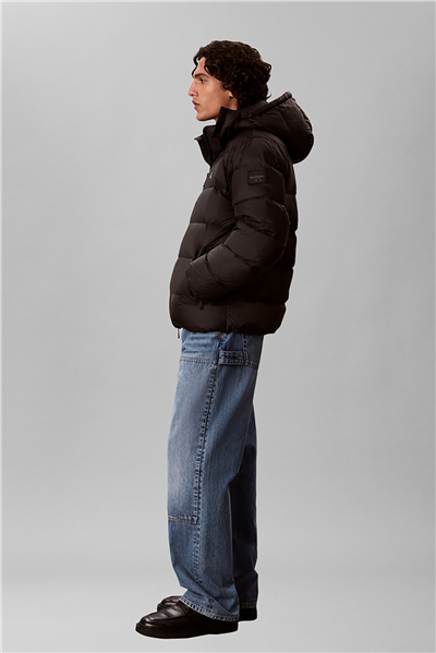 Calvin Klein Ls Nyln Zp Off Hod Down Pufr Jkt Erkek Şişme Mont Siyah