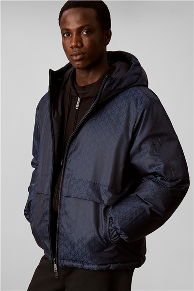 Calvin Klein Ls Nylon Aop Reversible Down Puf Erkek Şişme Mont Lacivert
