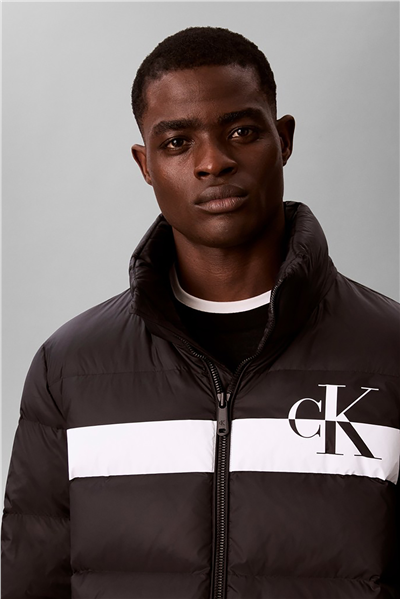 Calvin Klein Ls Nylon Colorblock Puffer Jkt Erkek Şişme Mont Siyah