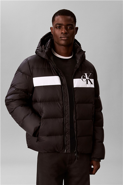 Calvin Klein Ls Nylon Colorblock Puffer Jkt Erkek Şişme Mont Siyah