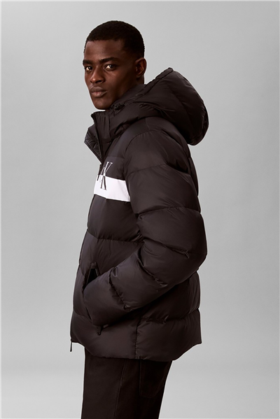 Calvin Klein Ls Nylon Colorblock Puffer Jkt Erkek Şişme Mont Siyah
