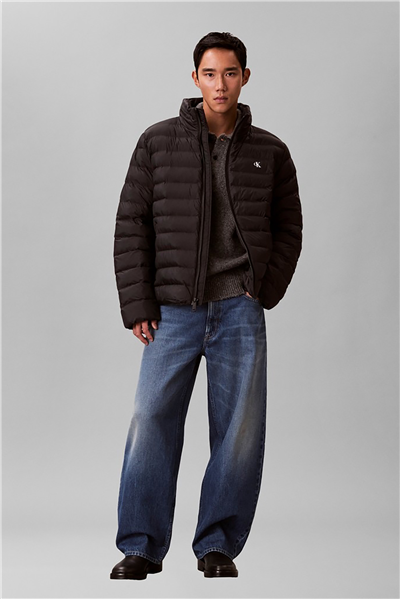 Calvin Klein Ls Nylon Lt Wt Hooded Fz Puffer Erkek Şişme Mont Siyah