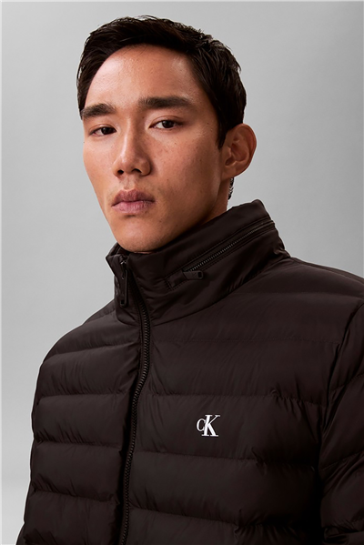 Calvin Klein Ls Nylon Lt Wt Hooded Fz Puffer Erkek Şişme Mont Siyah