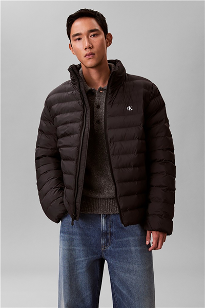 Calvin Klein Ls Nylon Lt Wt Hooded Fz Puffer Erkek Şişme Mont Siyah
