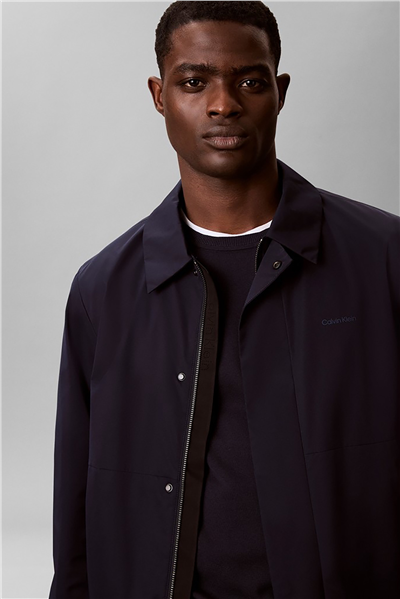 Calvin Klein Ls Nylon Pointed Collar Blouson Erkek Mont Lacivert