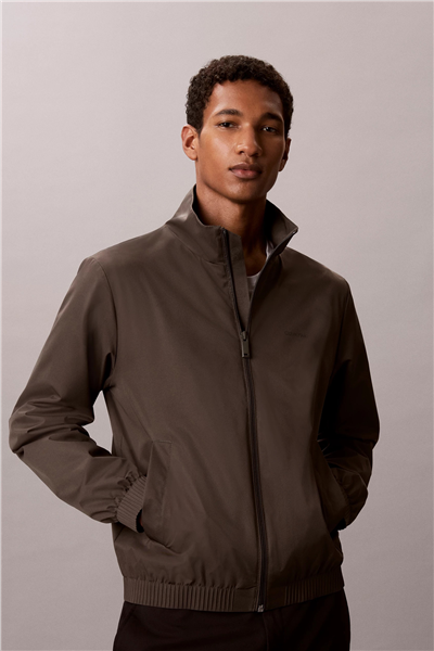 Calvin Klein Ls Nylon Stand Collar Windbreake Erkek Rüzgarlık Gri