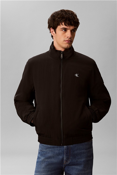 Calvin Klein Ls Padded Nylon Harrington Jacke Erkek Mont Siyah