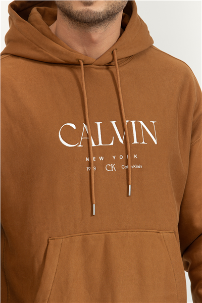 Calvin Klein LS Premium Fleece Calvin Graphic Erkek Kapüşonlu Sweatshirt