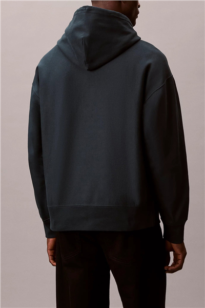 Calvin Klein LS Premium Fleece Calvin Graphic Erkek Kapüşonlu Sweatshirt Mavi