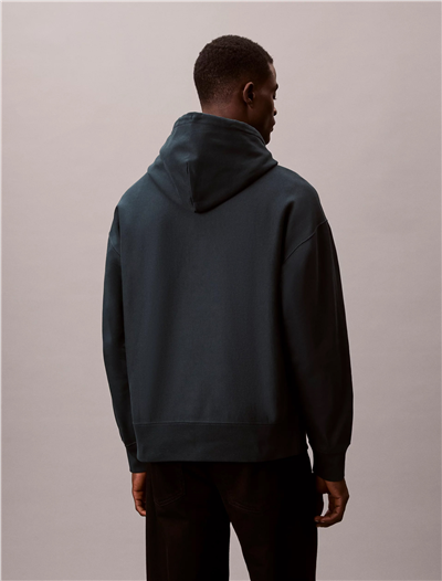 Calvin Klein LS Premium Fleece Calvin Graphic Erkek Kapüşonlu Sweatshirt Mavi