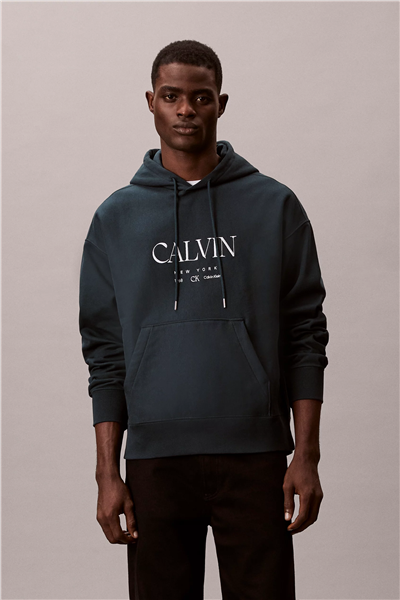 Calvin Klein LS Premium Fleece Calvin Graphic Erkek Kapüşonlu Sweatshirt