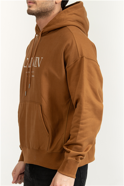 Calvin Klein LS Premium Fleece Calvin Graphic Erkek Kapüşonlu Sweatshirt