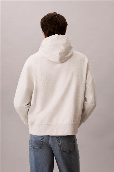 Calvin Klein Ls Premium Terry Graphic Hoodie Erkek Kapüşonlu Sweatshirt Beyaz