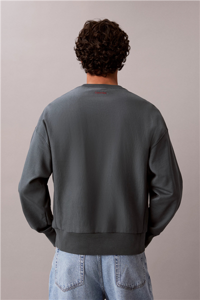 Calvin Klein Ls Premium Terry Grph Crewneck Erkek Bisiklet Yaka Sweatshirt