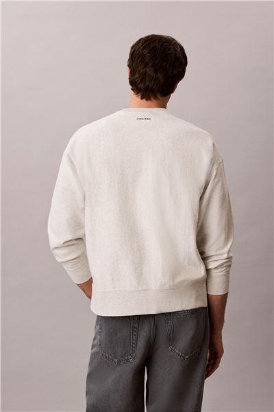 Calvin Klein Ls Premium Terry Grph Crewneck Erkek Bisiklet Yaka Sweatshirt Beyaz