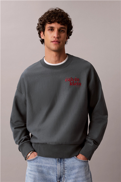 Calvin Klein Ls Premium Terry Grph Crewneck Erkek Bisiklet Yaka Sweatshirt