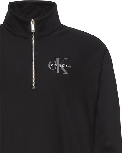 Calvin Klein Ls Premium Terry Micro Monologo Erkek Fermuarlı Sweatshirt