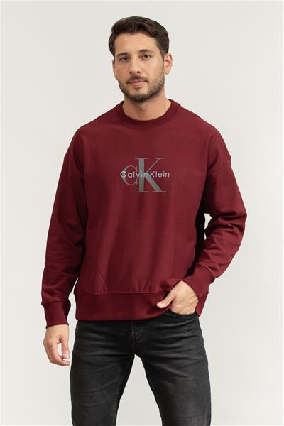 Calvin Klein Ls Premium Terry Monologo Cn Erkek Bisiklet Yaka Sweatshirt