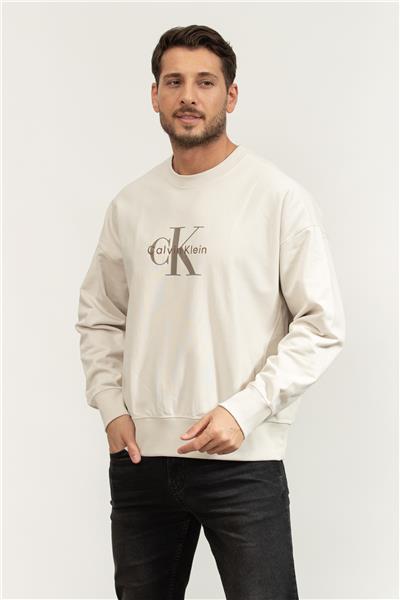 Calvin Klein Ls Premium Terry Monologo Cn Erkek Bisiklet Yaka Sweatshirt