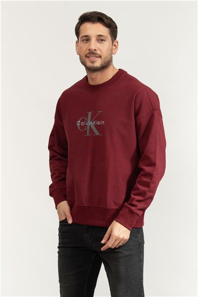 Calvin Klein Ls Premium Terry Monologo Cn Erkek Bisiklet Yaka Sweatshirt