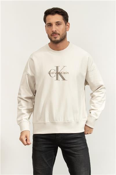 Calvin Klein Ls Premium Terry Monologo Cn Erkek Bisiklet Yaka Sweatshirt
