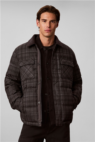 Calvin Klein Ls Printed Plaid Puffer Jkt Erkek Şişme Mont Gri
