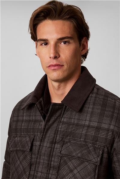 Calvin Klein Ls Printed Plaid Puffer Jkt Erkek Şişme Mont Gri