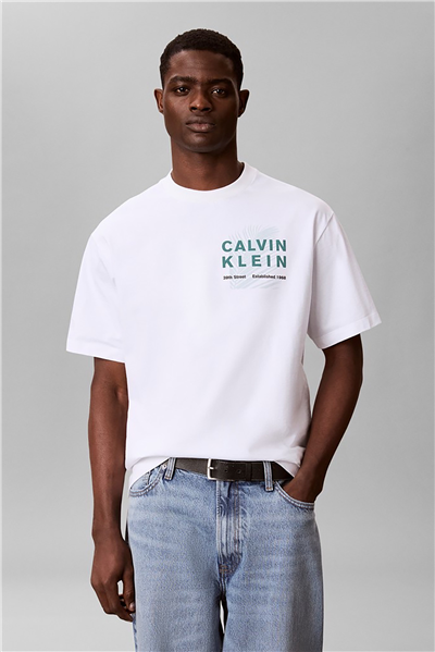 Calvin Klein Ls Rlxd Cotton Crewnk Swtr 7Gg Erkek Triko Beyaz