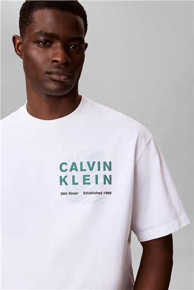 Calvin Klein Ls Rlxd Cotton Crewnk Swtr 7Gg Erkek Triko Beyaz