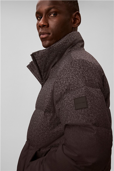 Calvin Klein Ls Rlxd Printed Herringbone Puff Erkek Şişme Mont Gri