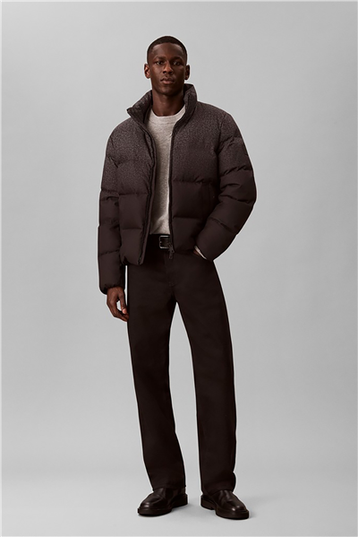 Calvin Klein Ls Rlxd Printed Herringbone Puff Erkek Şişme Mont Gri