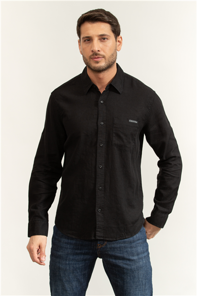 Calvin Klein Ls Sld Cas Linen Cls Erkek Keten Gömlek