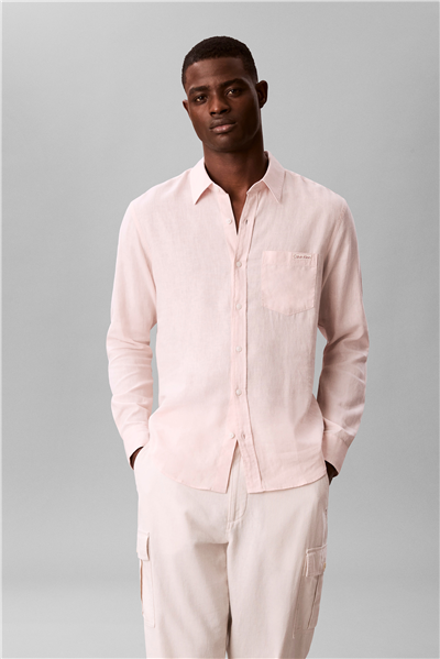 Calvin Klein Ls Sld Cas Linen Cls Erkek Keten Gömlek
