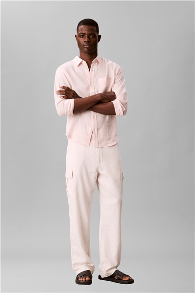 Calvin Klein Ls Sld Cas Linen Cls Erkek Keten Gömlek