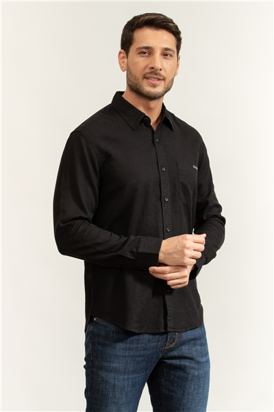 Calvin Klein Ls Sld Cas Linen Cls Erkek Keten Gömlek
