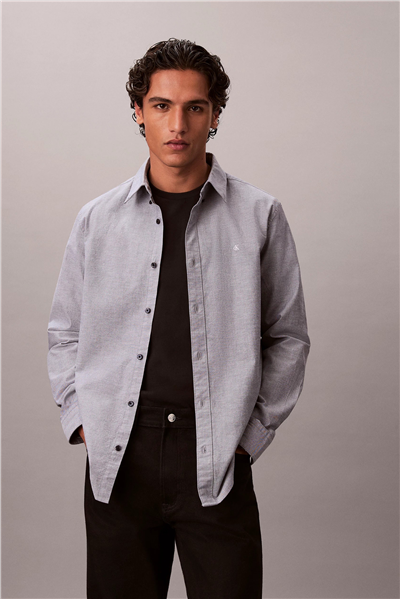 Calvin Klein LS Solid Oxford Classic Shirt Erkek Gömlek Lacivert