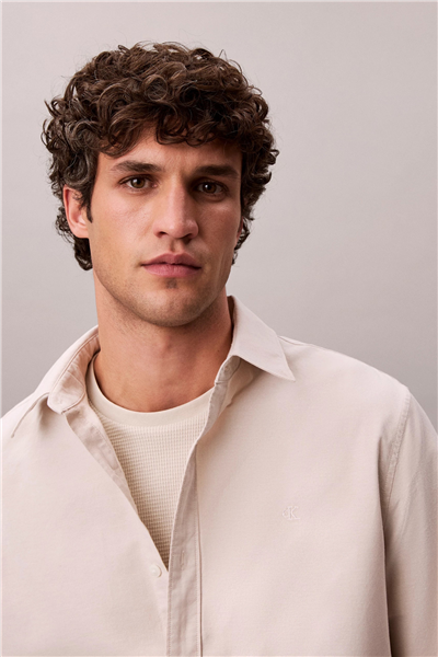 Calvin Klein LS Solid Oxford Classic Shirt Erkek Gömlek Gri