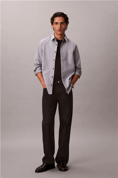 Calvin Klein LS Solid Oxford Classic Shirt Erkek Gömlek Lacivert