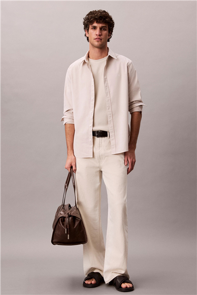 Calvin Klein LS Solid Oxford Classic Shirt Erkek Gömlek Gri